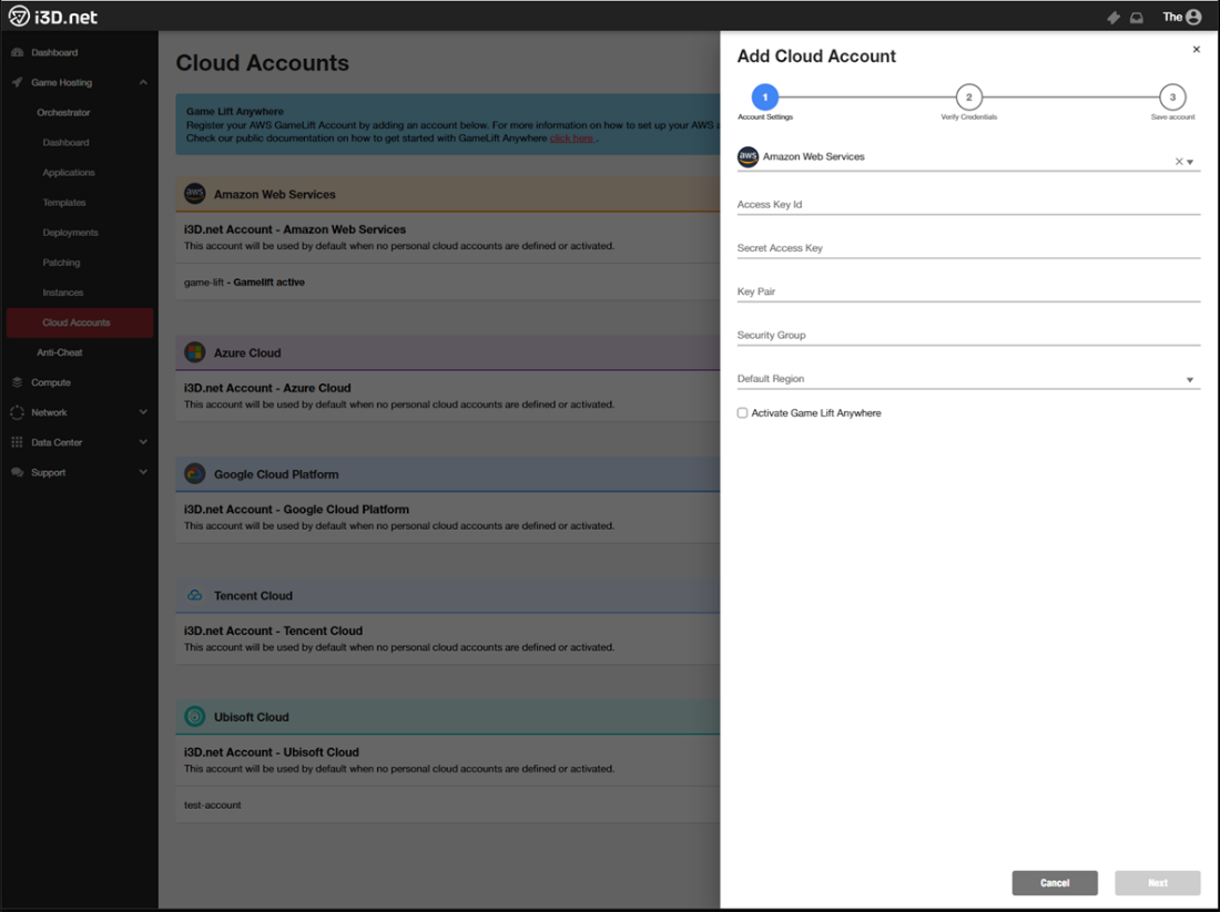 Add Cloud Account