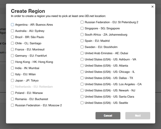 Select region